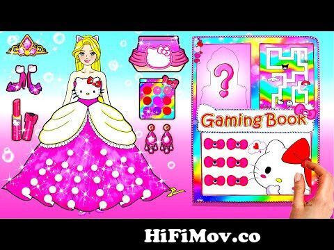 DIY Paper Dolls & Cartoon - How To Make Hello Kitty Paper Gaming Book Barbie  Transformation Handmade from paperWatch Video 