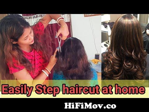 how to step haircut at home!3 step haircut at home!step haircut bengali  tutorial!stepcut!stepcutting from bangla language hair style video 3gp  Watch Video 
