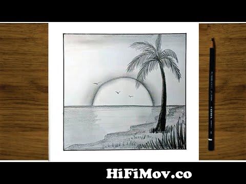 Como dibujar un paisaje con una playa y palmeras facil con lapiz paso a  paso Dibujar un paisaje from dibujos faciles para dibujar paso a paso Watch  Video 