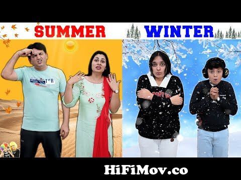 SUMMER vs WINTER | Family comedy eating challenge | Aayu and Pihu Show from  pu com Watch Video 