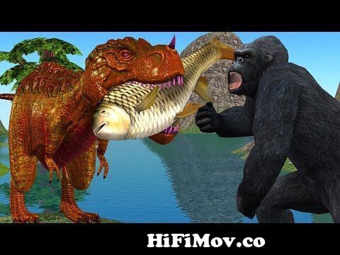 Angry Gorilla 3D Vs Dinosaur Fighting Animation Short Film | Cartoon  Animals Funny Short Movie from daynochor Watch Video 
