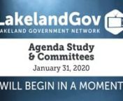 To search for an agenda item use CTRL+F (on PC) or Command+F (on MAC)ntPLAY video and click on the item start time example: ( 00:00:00 )ntntCopy and Paste in browser this Link to related Agenda:nthttp://www.lakelandgov.net/Portals/CityClerk/City%20Commission/Agendas/2020/02-03-20/02-03-20%20Agenda.pdfntntntClick on Read More Now (Below)ntn(00:01:25)tCall to Orderntn(00:03:10)tPRESENTATIONS - MLK Jr. Parade Winners (Bob Donahay, P Amending Ordinance 4998 to Incorporate Development Order Condition