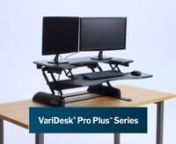 Vari created the original VariDesk ProPlus series of adjustable standing desk converters for anyone ready to take their workspace to the next level. Our height-adjustable desk riser solutions convert any desk into a stand-up desk, and the large display surface gives you plenty of space for monitors, documents and other accessories.
