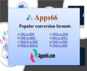 Apps66 is a converter platform that converts your documents using various converter tools with high-quality like converter PDF to word online, in a few seconds. You have just only need to select your document from your computer, and within few seconds your document is converted. So for high-quality conversion visit at https://apps66.com.