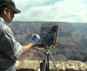 Join master plein air artist, Kevin Macpherson in this 41-minute video demonstration, as he shares his knowledge of painting from life on the edge of one of America’s grandest views, “On the Rim” of the Grand Canyon. Author of four popular books on plein air painting and a world renowned workshop teacher, Kevin is an articulate communicator of his process.nnFrom the first calligraphic stroke placed on a blank canvas, the majestic Grand Canyon emerges freely and confidently. The brush appe