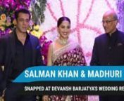 Salman Khan and Madhuri Dixit are one of the most loved on screen couples of Bollywood. The actors recently attended Devansh Barjatya&#39;s wedding reception. The duo happily posed together for the shutterbugs. Check out the video here.