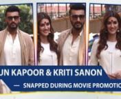 Arjun Kapoor, Kriti Sanon promote their film Panipat. Kriti Sanon looked flawless in a white ethnic wear which she teamed up with a red bindi. Arjun Kapoor, on the other hand, looked dashing in white kurta paired with a brown koti and brown shoes.