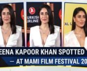 Kareena Kapoor Khan recently attended MAMI 2019. She wore a deep neck white top paired with high waist trousers. The Heroine actress opted for a simple natural makeup look with a nude lipstick. On the work front, Kareena Kapoor Khan will be next seen in Lal Singh Chaddha opposite Aamir Khan which is an adaptation of Tom Hanks starrer Forrest Gump. Check out the video to see the Veere Di Wedding actress&#39; look for the film festival