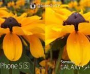 Apple iPhone 5s vs Samsung Galaxy S4Hands-On Camera Comparison. Comapring the 720p/1080p front-facing camera, the 1080p 8/13 megapixel rear facing camera, auto-focus, audio with stereo and mono sound of the Samsung Galaxy SIV vs Apple iPhone 5s for both video and photos with example shots indoors, outdoors, in low-light, with and without dual-led flash. nnAnnounced along with the iPhone 5c, the iPhone 5s features a 4inch screen, an 8MP iSight camera with TrueTone flash, an A7 64 bit Processor