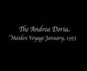 This is rare footage, shot on 16mm, of the Andrea Doria on her maiden voyage in January 1953 (used with permission the Landers Family home movies).Film transfer to digital was done with heavily modified equipment, each frame was backlit with remote halogen lighting and captured on a Canon GL2.Frame rate been adjusted to 29.97 fps using blending technique.For info go to www.MemoriesToDVDonline.com.