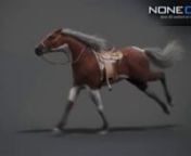 This amazing 3D horse is available at http://www.cgriver.com/mammals/6655-horses-animated.html.nnRealistic horses rigged and animated including western saddle, reins and horseshoes.nnBoth IBL and pro studio lighting with render setup for Mental RaynDifferent hair stylesnOrganized scene with detailed layers and passesnCustom Mental Ray Shaders includednClean topology and high resolution textures (4k to 6k)nFully rigged and animated including the following loopable animations:n1.Walk (loops at 1-2