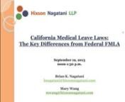 Management of leave laws is already one of the most complex areas a Human Resources professional must deal with on a daily basis. This is further complicated by the numerous differences in California and federal leave laws and the fact that many resources focus merely on federal laws. This can leave the unsuspecting HR professional blindsided by unexpected obligations imposed by California laws and resulting noncompliance.nnWatch this complimentary on-demand webinar for a detailed review of sign