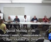 Commissioners met on Tuesday October 21, 2014 in a special meeting at the Austin County Jail.The only item on the agenda was, once again, to discuss the lack of jailers at the jail.“With the current lack of jailers we need to look at sending inmates to Ft. Bend County again,” said Austin County Sheriff, Jack Brandes.nnWhat Brandes was explaining to the court was that once again the jail is understaffed.Currently, there are twelve jailers on staff and of those twelve five are new traine