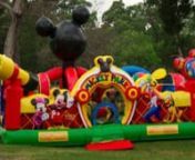 The Mickey Mouse Inflatable Toddler obstacle course is the perfect Disney bounce house for little girls and boys. Your little toddler can interact with various educational games with Mickey and Goofy as they play, name and count shapes, jump and slide inside this amazing interactive obstacle courses. This impressive 22&#39; x 22&#39; inflatable obstacle course is filled with colorful, 3D Disney character pop-ups and that your little ones will recognize instantly!nnTo rent this Mickey Mouse Toddler anywh