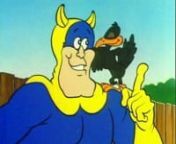 Stupid, but well-meaning and super-strong super-hero, Bananaman gets his strength from eating bananas. Before he eats a banana, Bananaman is a young boy called Eric who is keen to keep his alter-ego a secret. His best friend is a crow who brings bananas to Eric (or Bananaman) when they are needed for extra strength. Bananaman is always ready to fight the baddies.