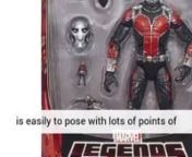 This ant man action figure is a Highly articulated 6-inch figure with traditional, comic-inspired design and belongs to the Ultron Build-A-Figure collectionnhttp://www.pricetoy.net/review-marvel-legends-ant-man.htmlnWhile making use of Hank Pym&#39;s proprietary technology, Scott Lang diminishes to become the half-inch Super Hero Ant-Man! This Ant-Man figure is part of a Marvel Legends Build-A-Figure collection that consists of Ant-Man, Pale horse, Giant Guy, Marvel&#39;s Bulldozer, Marvel&#39;s Tigershark,