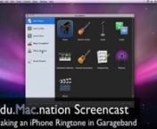 This is one of my first screencasts teaching how to make a ringtone in Garageband using the built in jingles and loops that come with Garageband. nnAside from starting the way I mentioned, you can also start with