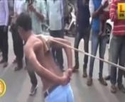 Uh, ouch.nnSource: http://www.odditycentral.com/news/blades-of-steel-indian-teen-pulls-cars-with-his-shoulder-blades.html