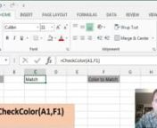 Excel Video 439 puts several of the things we’ve learned over the past Excel Videos together to build a custom function in VBA.The custom function is a response to a question a while back in MGMA’s Excel Users group asking for a way to compare the fill color of cells.nnNotice a few things that are different about custom functions.Instead of starting the code like a subroutine with Sub and End Sub, we change to Function and End Function.Our function takes two parameters, the two cells w