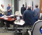 1. Proclamations and Special Recognitions:na. Austin County Mentor Month with Raising Academic Performancen(00:01:22 – 00:03:23 of the video)nn2. Petitions or Requests from the Public. NONEn3. Consideration and possible action to authorize one-time variance from Subdivision Regulations to subdivide 2 acres from a 5.4590 acres tract on Witte Road in Precinct 1. n(00:03:30 – 00:04:13 of the video)nn4. CONSENT AGENDA - Items listed are of routine nature and may be acted on in a single motion