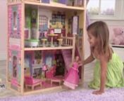 Our Kayla Dollhouse is perfect for young girls who want their fashion dolls to live in style. Parents will be happy knowing their kids are playing with a reliable product that was built to last. Kids will love the bright colors, fun furniture pieces and close attention to detail. This adorable dollhouse was built to last and would make a great gift for any occasion. Features include:nn• 10 colorful pieces of furnituren• Outdoor patio arean• Wide windows let girls see their dolls from diffe