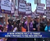 More than 100 San Francisco Municipal Transportation Agency workers rallied outside their agency&#39;s headquarters on Thursday for a leader who will advocate for them. nnOutside the headquarters at 1 S. Van Ness Ave., the employees urged San Francisco Mayor London Breed to appoint an advocate after Ed Reiskin, director of transportation, steps down. nnThe workers, many of them represented by Service Employees International Union Local 1021 and Transport Workers Union Local 250A, are currently in co