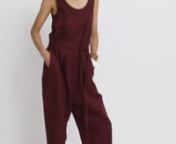 -100% Linenn-Yarn dyed linen with melange effectn-Oversized style with neat fitted bust and tapered legn-Invisible side zip and removable waist tiennThe Linen Jumpsuit has been cut from a soft melange effect linen fabric in a one piece shape. Our popular jumpsuit style has been updated with classic features including an oversized style, a neat fitted bust and subtle tapered leg. An invisible side zip makes for easy in and out access and a removable tie means you can cinch the waist in to your de