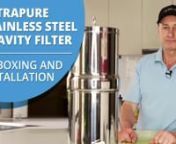 https://www.mywaterfilter.com.au/ultrapure-0-5-micron-ceramic-stainless-steel-gravity-water-filter.htmlnnHi and welcome to our video on ULTRAPURE 0.5 Micron Ceramic Stainless Steel Gravity Water Filter - Unboxing &amp; Installation. To learn more, please click the link above.nnIf you have any questions or if we can help you with anything, please contact us on 1800 769 300 or jump over onto our live chat on MyWaterFilter.com.aunnnTranscriptionnnHello Rod from My Water Filter here and I would like