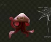 testing character, rig, animation. Jellyfish will hold &#39;starfish umbrella&#39; as on the sketch.