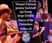 Jorgo Schäfer - visual art / Vincent Chancey - french horn / Joe Fonda - bass / Jeremy Carlstedt - drumsnnGerman visual artist and longtime Vision Festival supporter Jorgo Schäfer collaborated with the Vincent Chancey Trio for a unique presentation of music and art at the 2019 festival.nn“Dance of the Comedians is an analog audio-visual performance named after a text from German philosopher Friedrich Nietzsche. Nietzsche wrote the text ‘Man, the Comedian of the World’ in 1886. It is a to