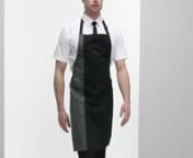 65% polyester/35% cotton twill. Two-tone apron. nMore details here: https://www.toptex.com/catalog/product/view/id/88321/?___SID=U