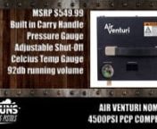 2018 is the year of the Portable PCP Compressor! Designed as a portable solution for refilling your PCP Airgun out in the field, the Air Venturi Nomad 12V PCP compressor is a portable option sure to make it into many enthusiasts collections. nnDesigned only for directly refilling PCP airguns, this 4500PSI pump is capable of running either off of DC or AC power. Preppers, campers and homesteaders take note, this is 12V capable, meaning it can be run off of any 12v battery or power source (I know