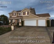 Corona Ranch View Home ~ Presented by Kym Talbert ~nnMLS # IG16766250nn~Gorgeous View Home on large prime lot ~ Pulte Home in Discovery @ Corona Ranch. Floor Plan Option for 5 Bedrooms ~ The Curb Appeal alone is worth the visit. Over &#36;130,000 was spent in the front &amp; back Hardscape/Landscape/Lighting &amp; Irrigation. Oversized Driveway with Colored Concrete and Iron Gates w/Private Parking behind &amp; Pull-through 3rd Garage. Water-Wise Landscape throughout the entire property, including p