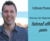 How can you diagnose and treat lateral elbow pain?nnLateral elbow pain, often called tennis elbow or lateral epicondylalgia (LE) is very common in athletes and office workers. What is the common presentation of LE? What are other diagnosis to keep in mind that will require different treatment?nnIn this week&#39;s 5 minute Physio tip, I present a case study of lateral elbow pain, discuss common LE presentations, and diagnoses that require very different treatment.nnThe most aggravating positions and