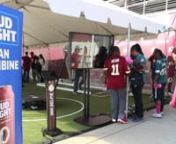 Located in the Bud Light Party Pavilion at FedExField, fans have the unique experience to participate in NFL player combine activities like the broad &amp; vertical jump, the Wonderlic test along with a few other customized activities with a technical twist. nFans are given branded RFID bracelets to register their information that enables them to scan and check in at each tablet station. As they go throughout the combine, their scores are automatically registered and compiled in an email that is