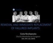 Reported dental implant success rates are high resulting in an ever increasing number of patients being treated with implants. Nevertheless implant failures due to peri-implantitis &amp; bone loss do occur. The most predictable management of these cases appears to be implant removal &amp; replacement. The aim of this lecture is to describe an atraumatic method &amp; treatment modality in dealing with these dental implant cases. nnOver time the percentage of dental implants that fail increases be