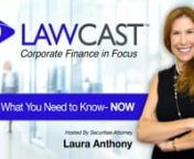 LawCast Host Attorney Laura Anthony Talks NASDAQ Capital Market Benefits- There are many benefits to trading on an exchange such as NASDAQ.The biggest benefits to an exchange are the ability to attract analyst coverage and institutional investors, and the corresponding increase in liquidity that comes with both.Stocks that trade on NASDAQ tend to have a lower bid/offer spread than over the counter securities —again, encouraging trading volume and liquidity.nnImportantly, exchange traded