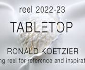 Long index tabletop showreel.nShots for reference and inspiration.nAll done by Ronald Koetzier 2022-23 nIce cream ,chocolate, liquids,coffee and fastfoodnRonald Koetzier food and High-speed specialist Director / D.O.PnContact: info@ronaldkoetzier.com.nnRonald Koetzier is a freelance independent food and live action Director/ D.O.Pwith an extremely refined visual style and technique.Shooting amazing and spectacular food projects all over the world.He is based in Europe but travels to every