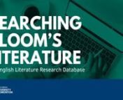 Bloom&#39;s Literature: http://ezproxy.aec.talonline.ca/login?url=https://online.infobaselearning.com/Direct.aspx?aid=152899&amp;pid=WE54nnFind in-depth background information and scholarship on English Literature with entries on authors, titles, characters, literary movements, and historical events.nnnVideo transcript: https://docs.google.com/document/d/1qIFtIbCnbj3jFFW1e26Z6Ylsz-tTzxpLyQviFAH6O9Q/edit?usp=sharing