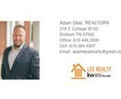 304 Henslee Dr Dickson TN 37055 &#124; Adam DealnnAdam DealnnAfter serving in the U.S Army from 1998-2001, I have worked in various roles to include Assistant Branch Manager at Regions Bank to Store manager at Verizon Wireless. I got licensed in Real Estate in 2019 and have enjoyed continuing to serve people and help them with all of their real estate needs. In September 2021 I was awarded Top Producing Agent for Lee Realty Group. I am a member of the local VFW and love working with all walks of life