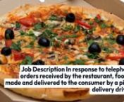 The Only Guide for Pizza Delivery Man Dies When Porch CollapsesnnThe majority of them deliver meal orders using their own cars. The amount of money a pizza delivery driver earns is partially determined by the number of hours he works and the speed with which he can deliver orders. Customer tips and hourly salaries are usually used to supplement compensation. fast food delivery near me in Northridge.nnWeekends and holidays are also required for this position. Job Description In response to teleph
