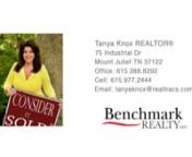 2849 McGavock Pk Nashville TN 37214 &#124; Tanya KnoxnnTanya KnoxnnTanya Knox of Benchmark Realty LLC. is one of the most trusted and reputable Realtors in Nashville and the surrounding areas. Tanya is a true native of Nashville, born and raised. Tanya was in property management for 5 years and owned her own company. For more than 24 years, she has represented buyers and sellers in hundreds of transactions, mentored dozens of agents, and won numerous industry awards, however, helping her clients achi