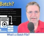 ⚛️ Batch files are often used to group commands, or make shortcuts to more complex commands. We&#39;ll touch on the basics of just what batch files are.nn⚛️ Batch filesnBatch or command files are text files containing a list of commands that are executed one after the other by “running” the batch file. They’re convenient ways to collect common multi-step sequences, but can also become quite complex and powerful computer programs in their own right.nnUpdates, related links, and more dis