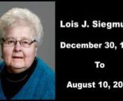 ObituarynLois J. Siegmund, age 83 of Kewaunee went to her Heavenly Home on Wednesday, August 10, 2022 surrounded by her family.She was born on December 30, 1938 in Luxemburg to the late William Sr. and Martha (Mueller) Reckelberg.nnAfter high school she worked for Mirro until marrying Kenneth Siegmund on July 12, 1958 at St. Paul’s Lutheran Church, Montpelier.He preceded her in death on May 4, 2014.nnAfter raising her family, she worked as a CNA at the Kewaunee Health Care Center for over