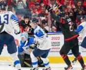 Kent Johnson knocked in a loose puck at 3:20 of overtime to give Canada a 3-2 win over Finland and take the gold medal at the 2022 IIHF World Junior Championship.