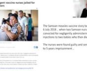 The Samoan measles vaccine story begins on 6 July 2018, when two Samoan nurses were convicted for negligently administering MMR injections to two babies who then died. 15 months later a measles epidemic broke out in which 83 mostly children died. This was blamed on the lack of MMR vaccinations. But what really happened in 2018 and 2019? This 5 part video digs deep into other possible pandemic causes, and at the end scrutinises the cause of the two infant deaths in 2018.nnLinks in order of appear