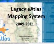 This video is a demo of the eAtlas mapping client that was in operation in 2009 - 2011. It provides a bit of a description of its creation, features and history. While it was deprecated by the AtlasMapper in 2011, it stayed in operation until 2023 and was decommissioned in Jan 2024.nNote: I said that it was made in vanilla Java. I meant to say Javascript.