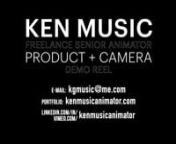 Responsible for all character, product and camera animation.Reel breakdown below if needed.nnHi!My name is Ken Music.I am a Freelance Senior Animator specializing in Character, Creature and VFX.nnThis is a sample of my best product and camera animation.You can also see my character animation demo reel at kenmusicanimator.com.nnHere&#39;s a quick list of my credits.nn* Freelancing for over 15 years with studios such as The Mill, MPC, BNS, Framestore, Psyopn* Working on well known brands like