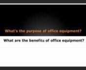 Office equipment is used to serve a range of functions, including working on the computer, printing documents, and other. Office equipment is usually essential for performing jobs that are essential at work, such as the filing and billing. Office equipment is beneficial for many purposes but it can also improve the appearance of the workplace. It includes copiers and printers that look sleek and professional.nnIt is crucial to take into account the cost as well as the quality of office equipment