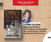 Louisiana Memorial Pavilionn5:00 p.m.t- Receptionn6:00 p.m.t- Programn7:00 p.m.t- Book signingnnMeet the Author – Lynne Olson, Empress of the Nile: The Daredevil Archaeologist Who Saved Egypt’s Ancient Temples from DestructionnnAuthor Lynne Olson and Steph Hinnershitz, PhD, Senior Historian in the Jenny Craig Institute for the Study of War and Democracy, will discuss Olson’s just-released book about a young woman who helped the French Resistance against the occupying Nazis and then spearhe